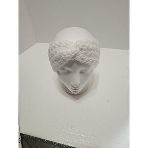 Homemade White Twist Ear Muffs Headband Adult Woman Girls